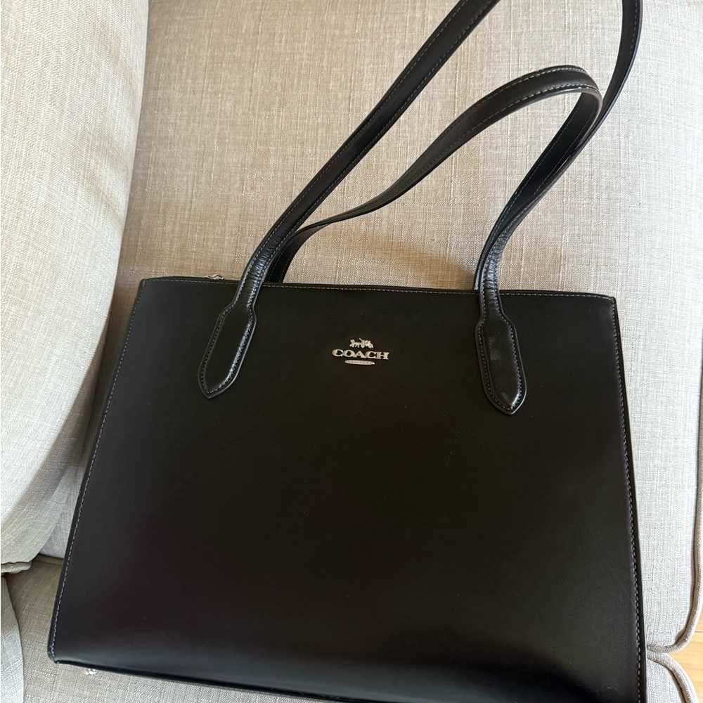 Coach Nina Black Leather Tote Bag